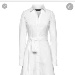 BananaRepublicPetite White Longsleeve Poplin Dress